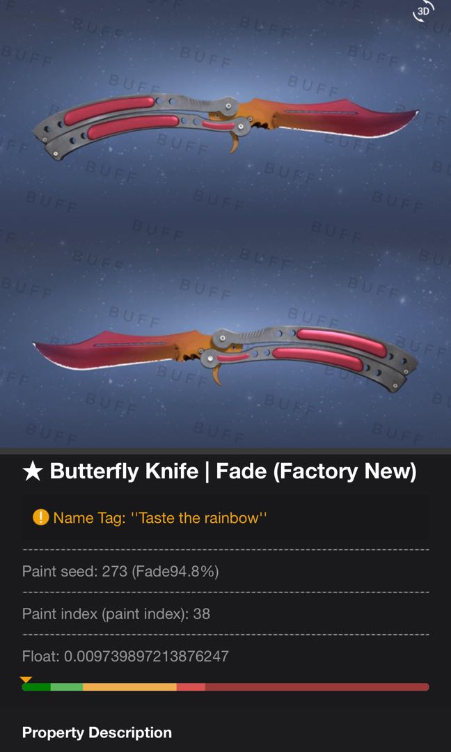 FN Butterfly Fade Knife, Video Gaming, Gaming Accessories, Game Gift