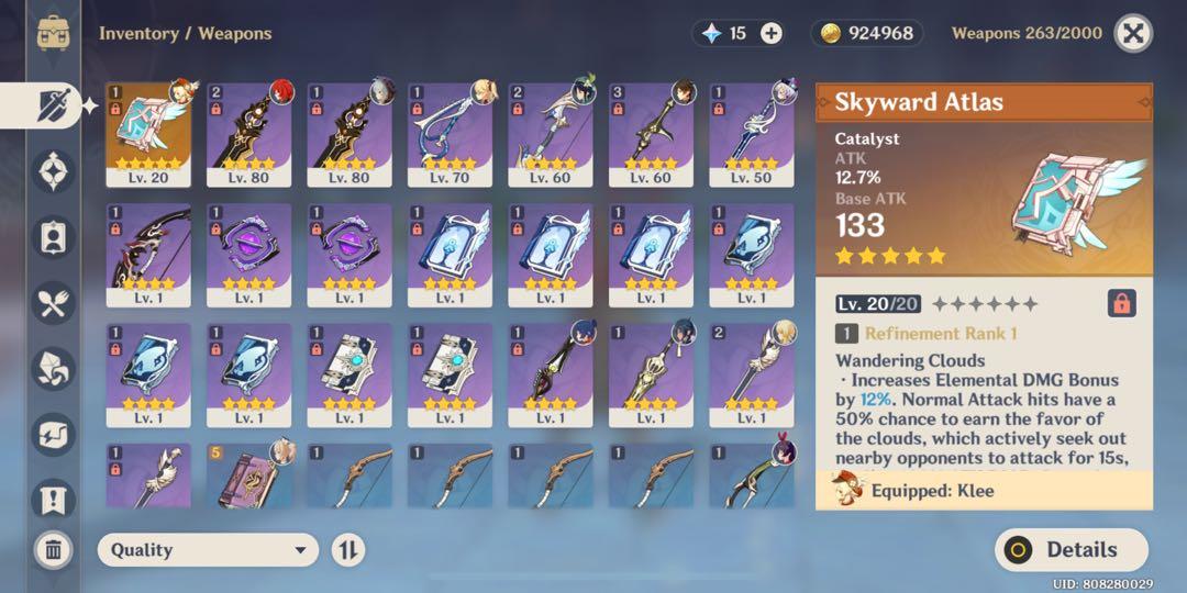 GENSHIN IMPACT With 8 5stars (Category: Others) located in Iloilo. Submitted by bbz0611 (Listing ID 1077900733, Image 2). Description: 5 star. Zhong li Constellation 1 Diluc QiQi Venti Klee+skyward atlas 4stars Razor Fishcil Both C4 ALL OTHER CHARACTERS have high constellation Message me for more details.