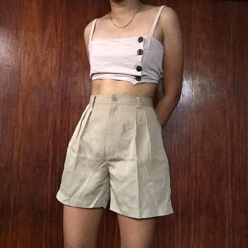 high waisted khaki shorts