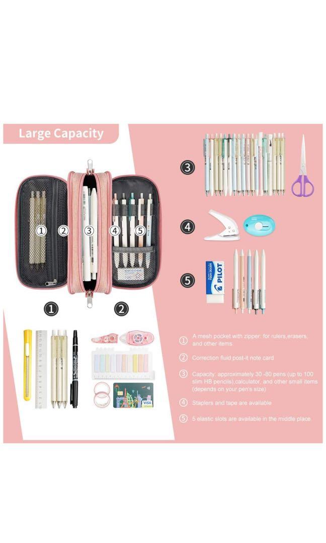 Large Pencil Case Big Capacity Pencil Bag Large Storage Pouch 3  Compartments Desk Organizer Marker Pen Case Simple Stationery Bag Pencil  Holder 