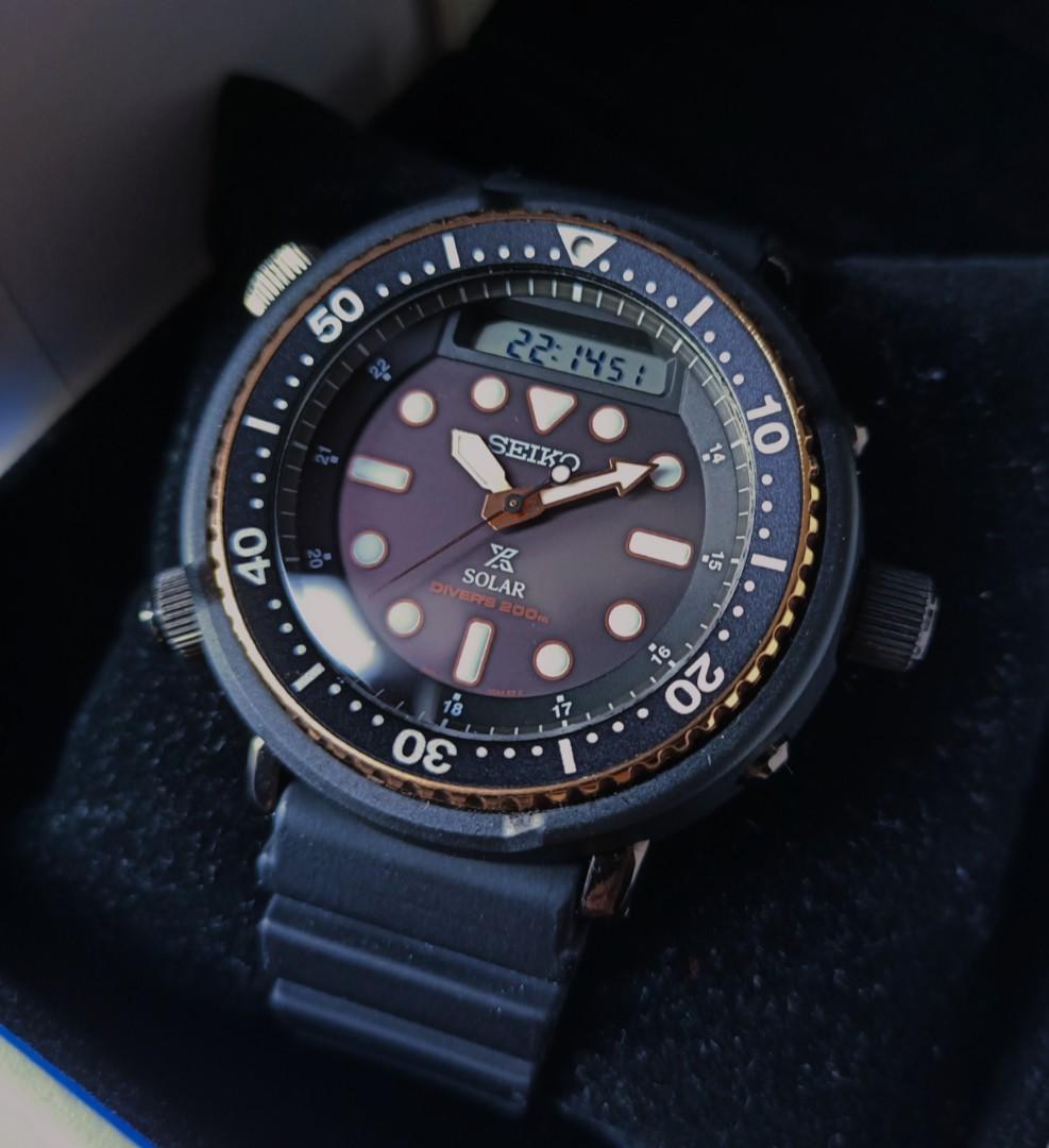 LNIB] Seiko Arnie Tuna Gold Black Solar Dive Watch SNJ028P1, Men's Fashion,  Watches & Accessories, Watches on Carousell