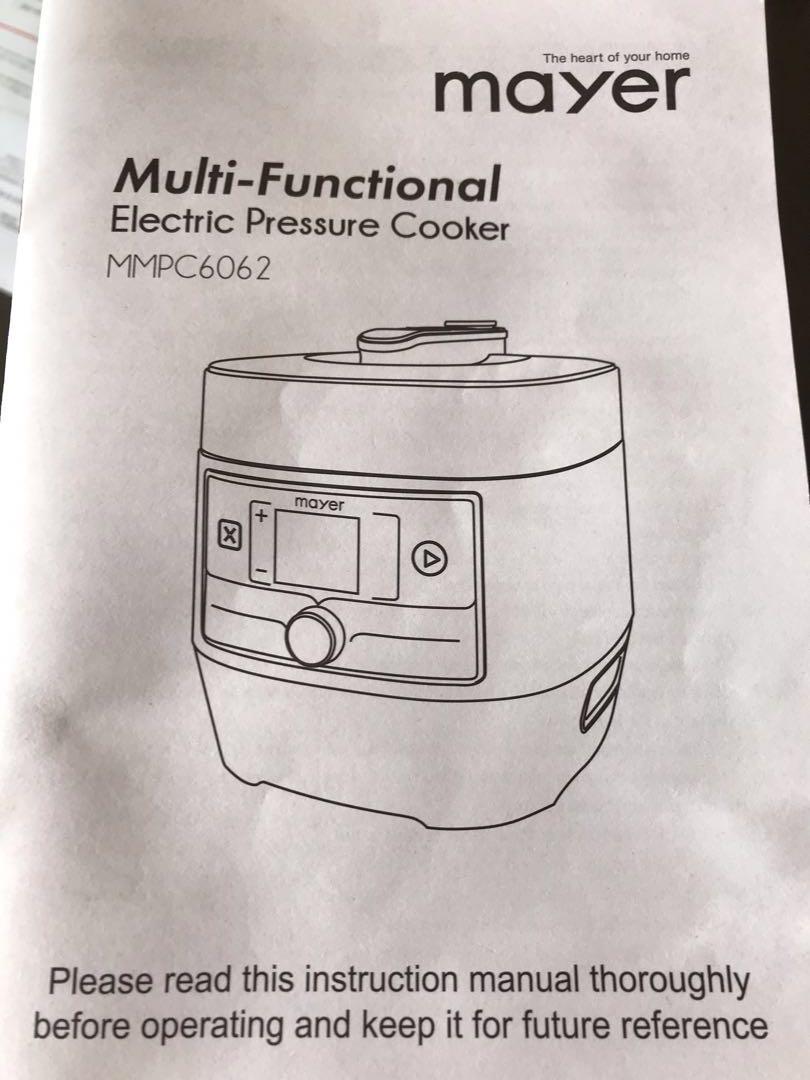 Mayer pressure 2025 cooker instruction manual