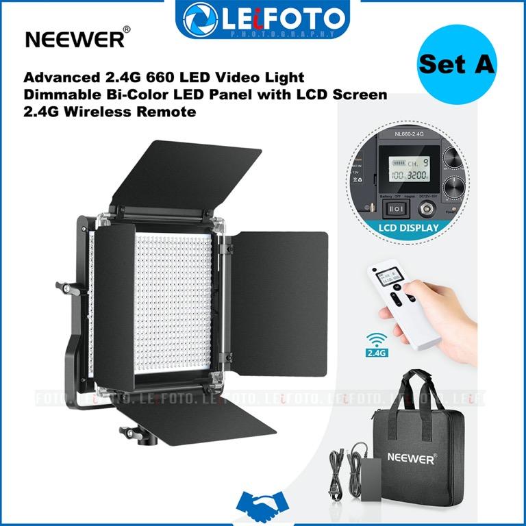 Neewer Advanced 2.4G 660 LED Video Light, Dimmable Bi-Color LED Panel with LCD  Screen and 2.4G Wireless Remote/Neewer LED Light/Neewer 660 LED, Photography,  Video Cameras on Carousell
