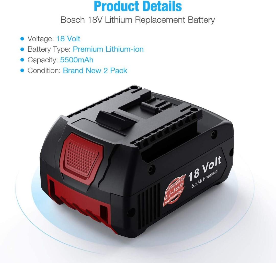 BAT618 : 18V 5.5Ah Li-ION battery for Bosch Power Tools