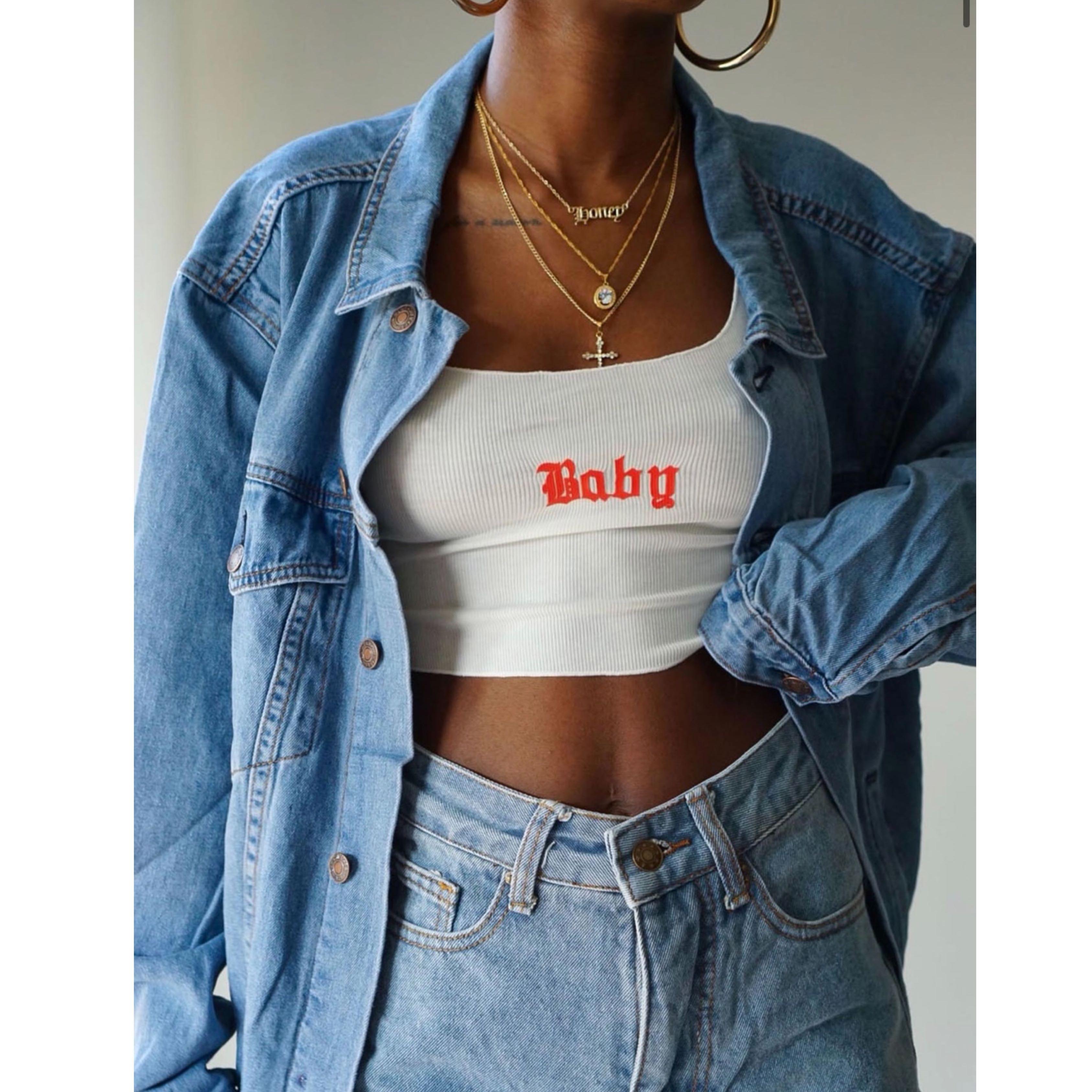 Western denim top jacket princess polly