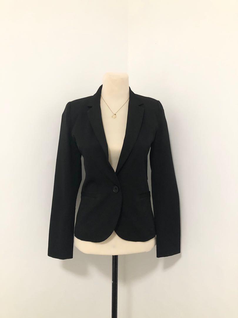 SM Woman Black Single Breasted Blazer Jacket Office Women s