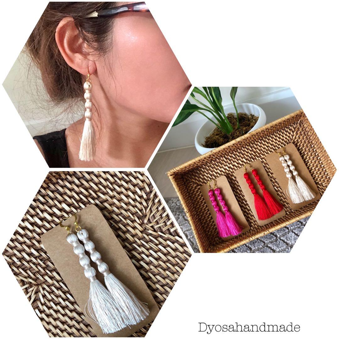 Tassel Earrings (Category: Other Accessories) located in Cebu City. Submitted by ddsecondselection (Listing ID 1077879112, Image 2). Description: All are handmade and well sanitised. Follow us on IG and FB @dyosahandmade.