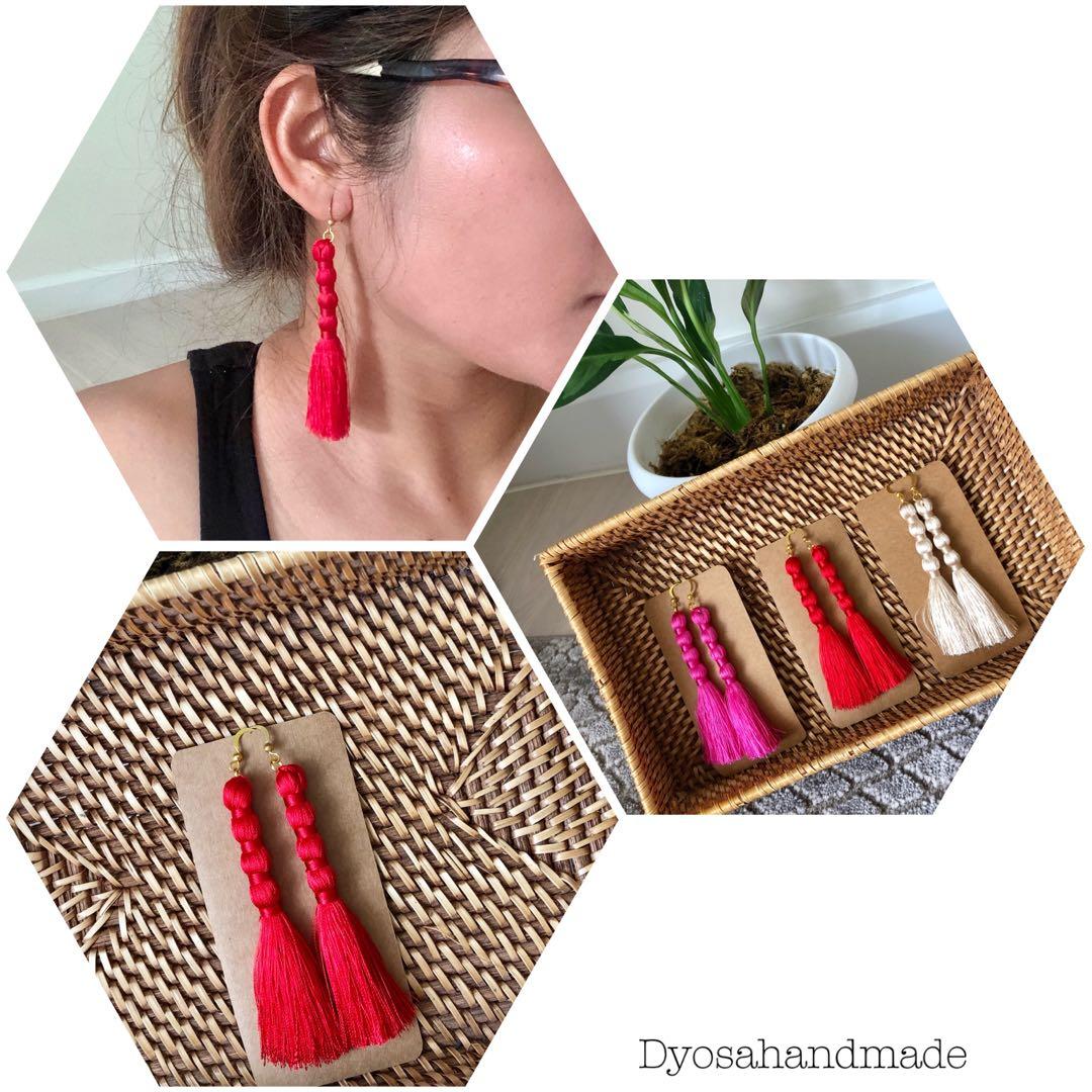 Tassel Earrings (Category: Other Accessories) located in Cebu City. Submitted by ddsecondselection (Listing ID 1077879112, Image 3). Description: All are handmade and well sanitised. Follow us on IG and FB @dyosahandmade.