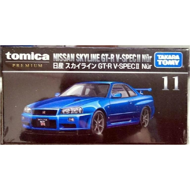 Tomica黑盒車仔網上優惠價 全新正版tomica Premium 11 Nissan Skyline Gtr R34 Gt R V Spec Ii Nur 興趣及遊戲 玩具 遊戲類on Carousell