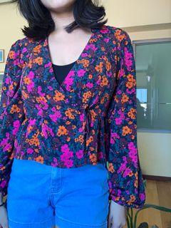 Topshop Floral Wrap Top