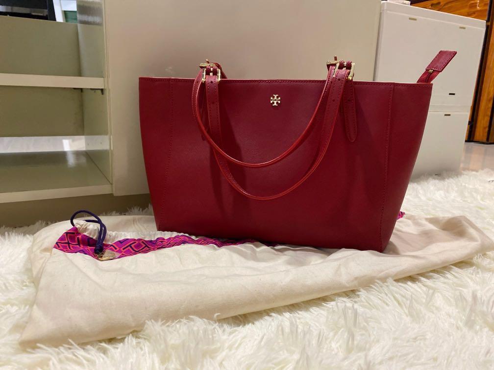 Tory burch red satchel sales