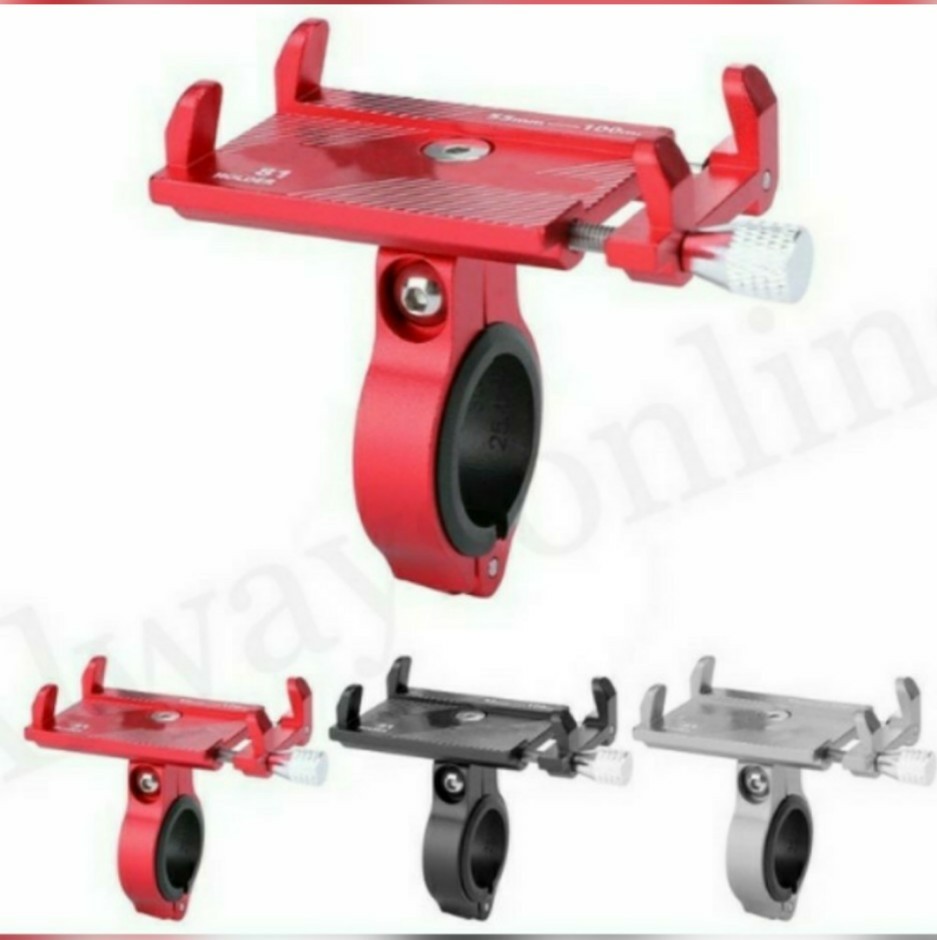 Support Vélo/moto GUB Plus 6 - Universel Pour Téléphone, Guidon 25,4-31,8 Mm, Réglable 55-100 Mm, Aluminium - 1