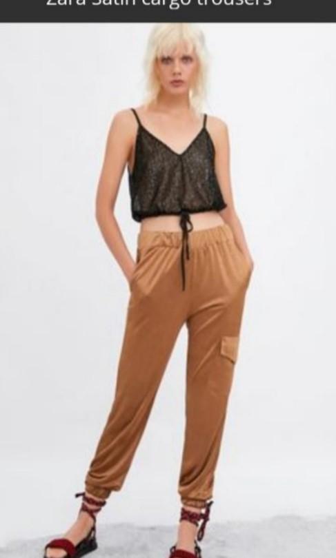 Satin cargo sales pants zara