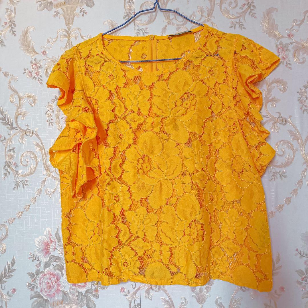 Yellow lace top zara clearance