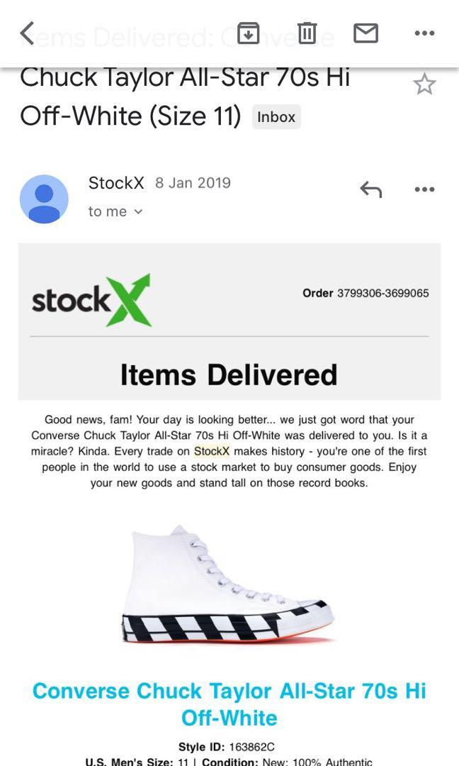 100 authentic Converse Chuck Taylor All Star 70s Hi Off White