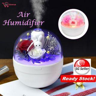 Air Humidifier Diffuser Rabbit Purifier for Room, Car - Preserved Flowers Rose, Aroma Essential Oil, USB LED Lamp