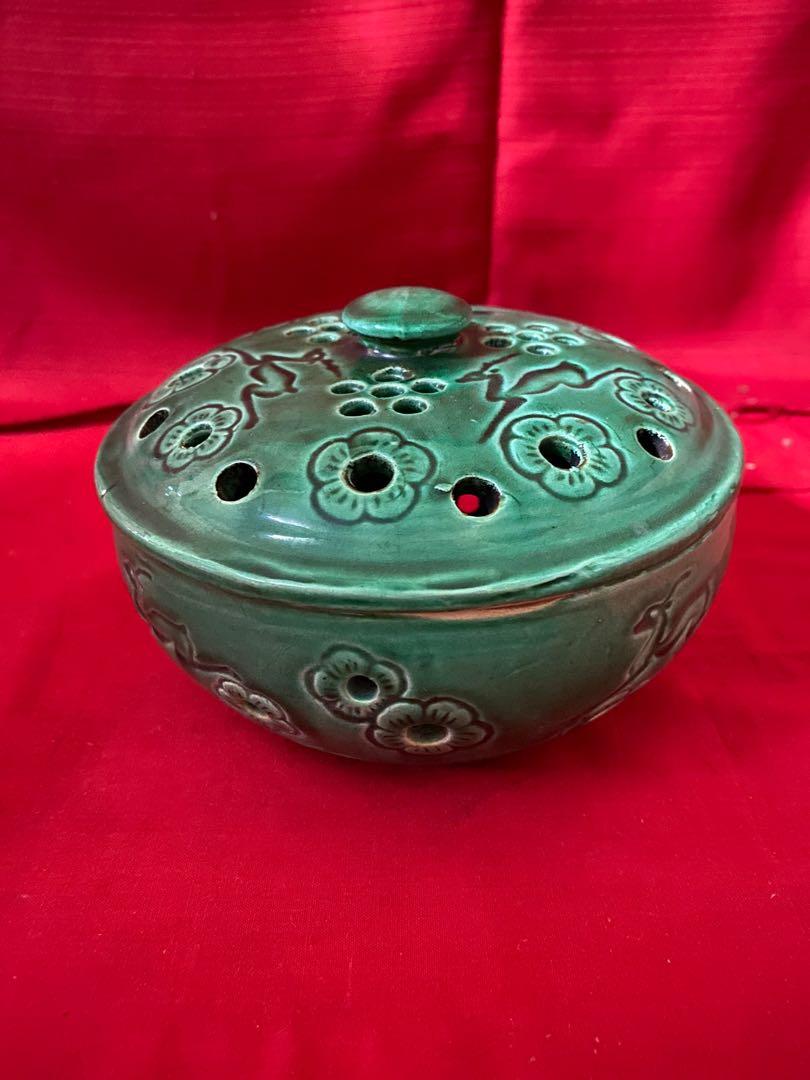 Antique Green Ceramic Incense Burner Mosquito Coil Box Holder Antiques Vintage Collectibles On Carousell