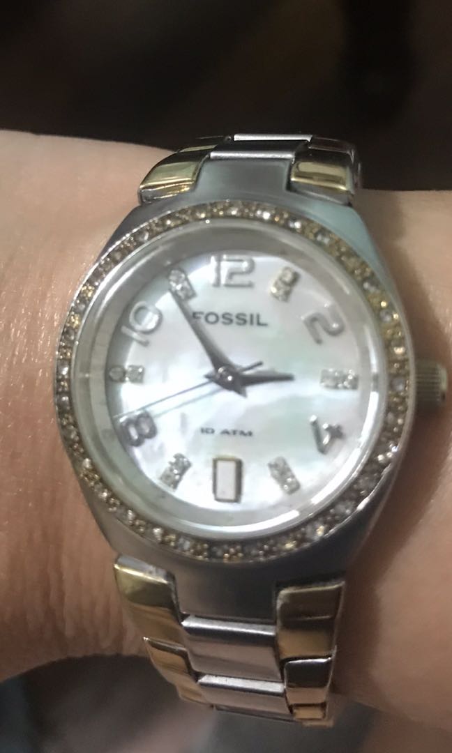 Fossil ladies watch mother of pearl on sale