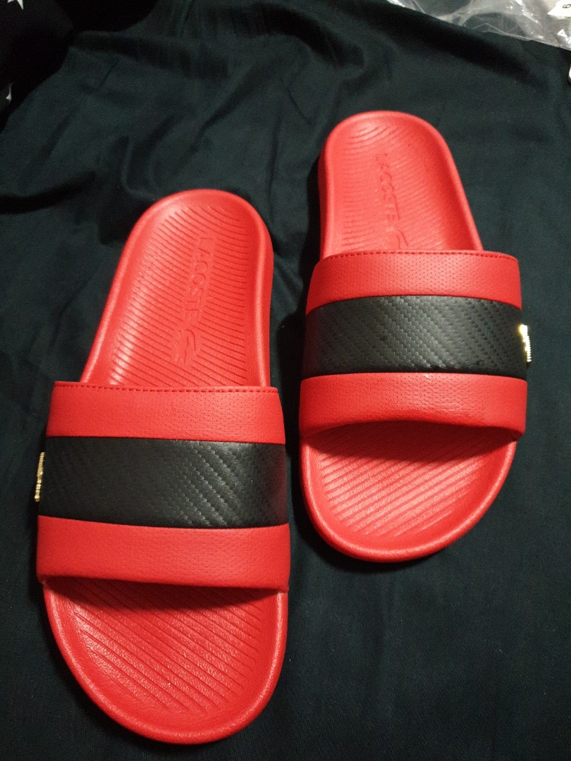 Red lacoste top flip flops
