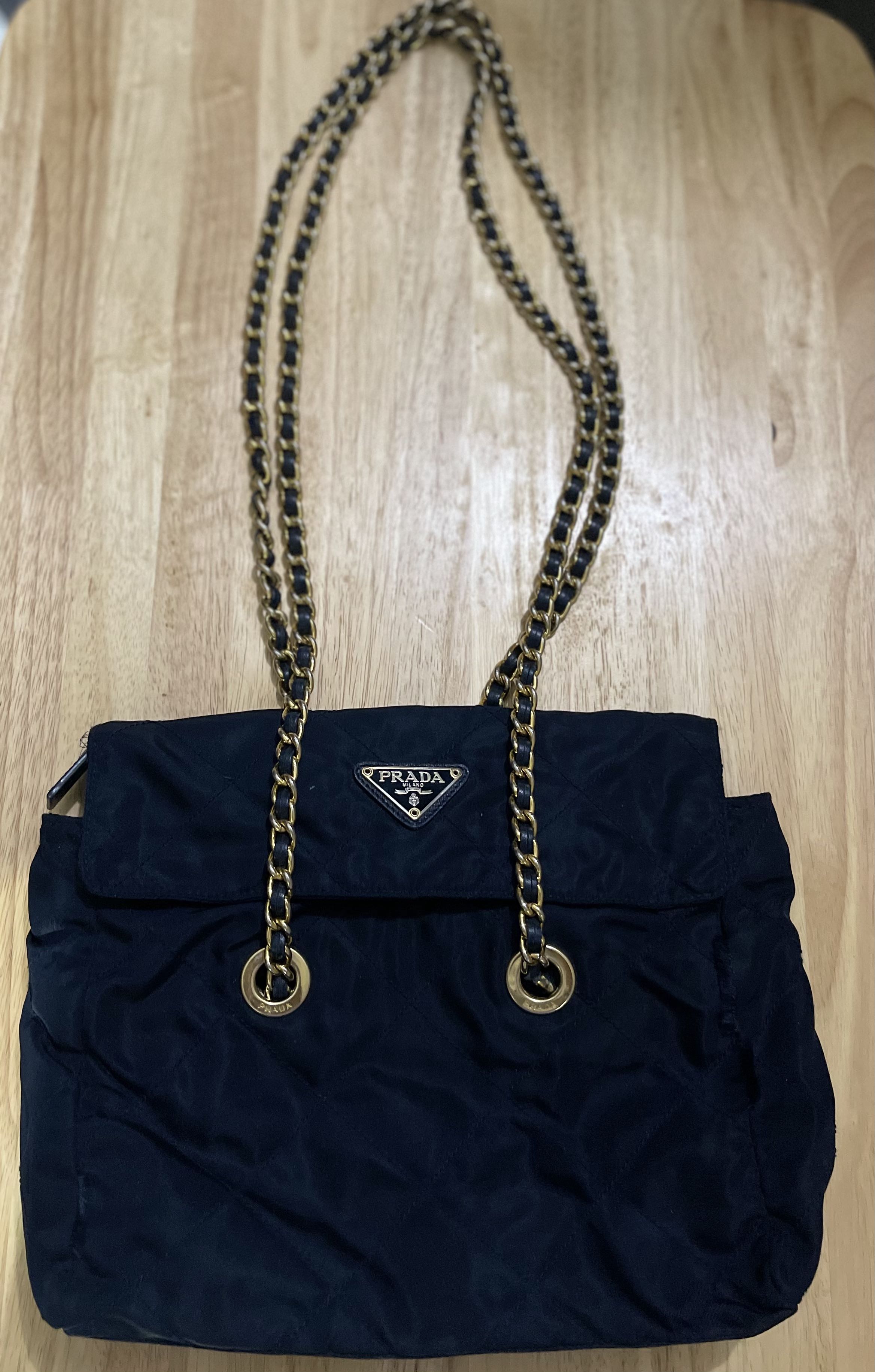 Authentic Prada Nylon Long Handle Chain Shoulder Bag, Luxury, Bags &  Wallets on Carousell