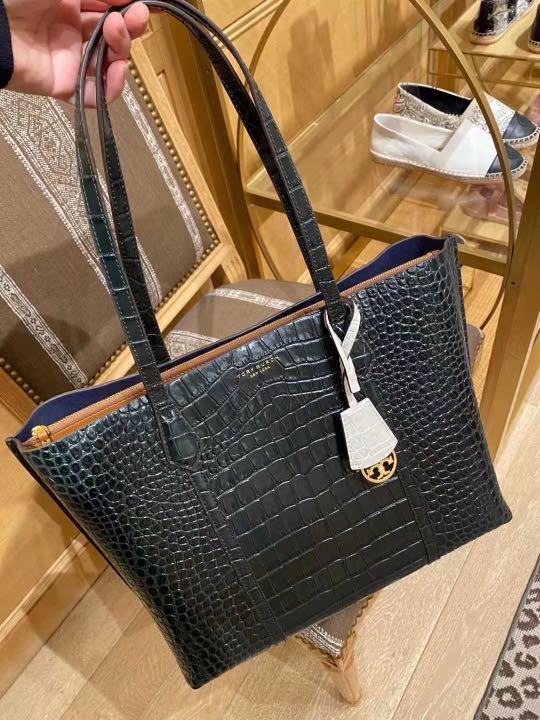 Authentic Tory Burch Burch Perry triple totes in crocodile 🐊, Luxury, Bags  & Wallets on Carousell
