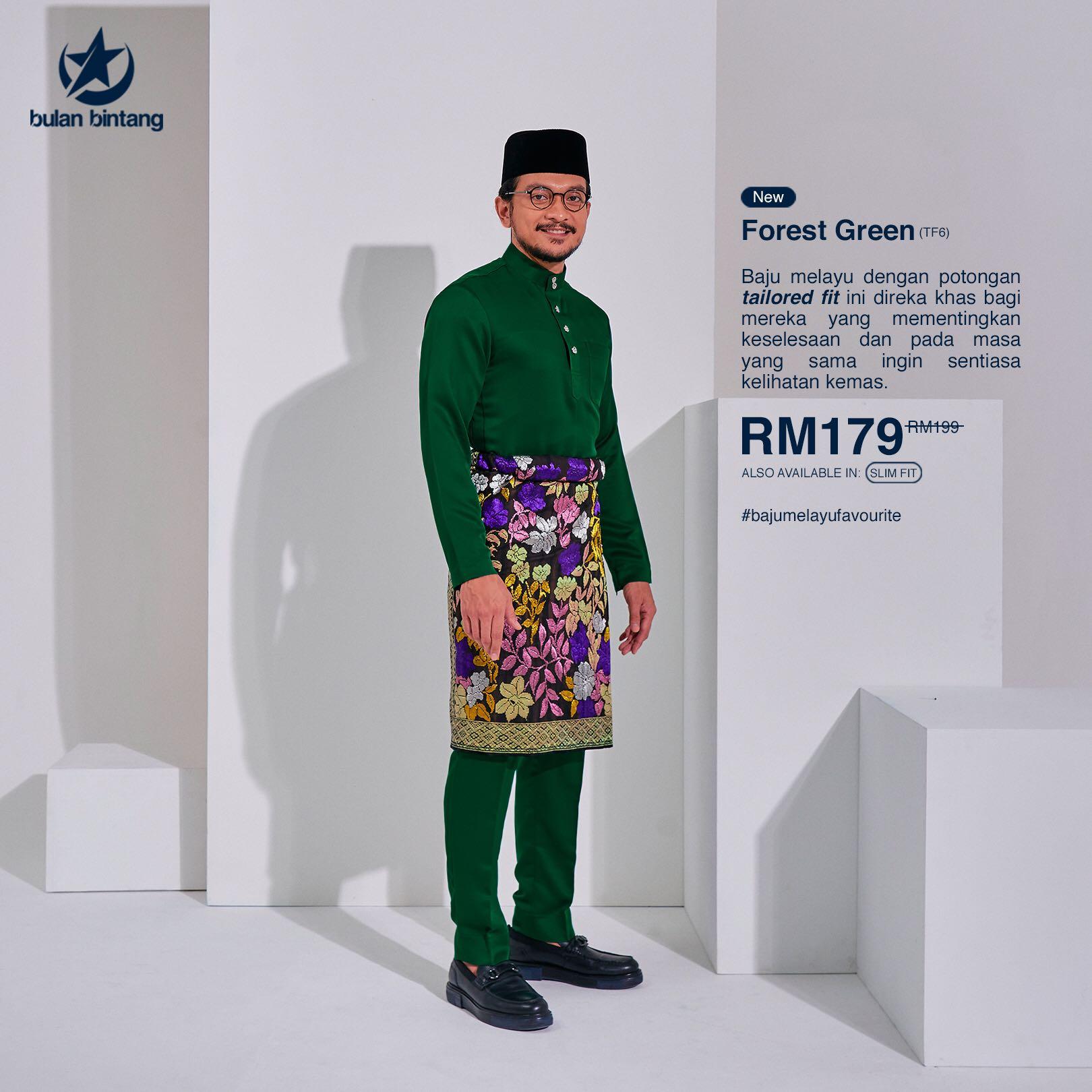 Baju Melayu Bulan Bintang (Tailored Fit) Colour 1-8, Men's Fashion