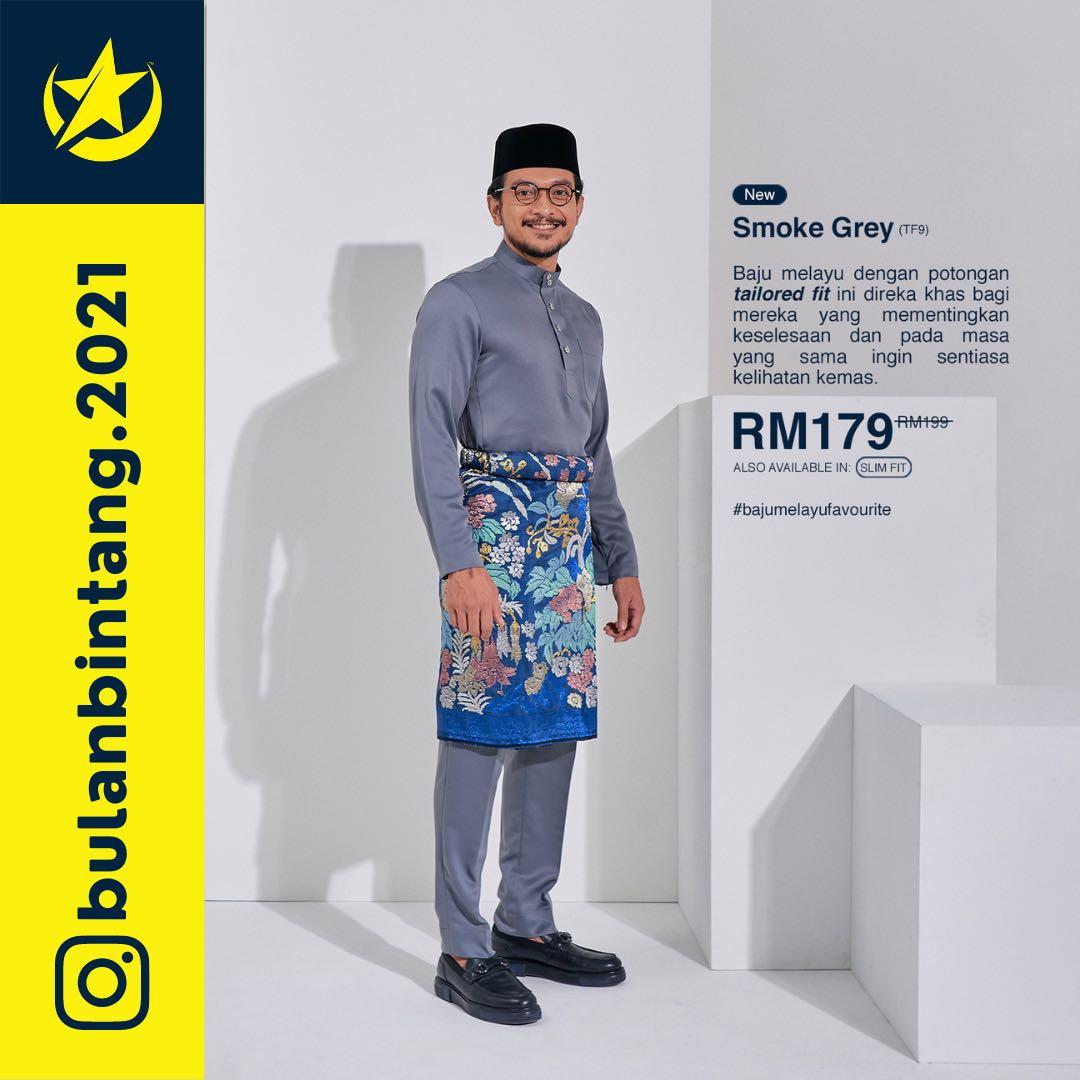 Baju Melayu Bulan Bintang (Tailored Fit) Colour 9-16, Men's Fashion