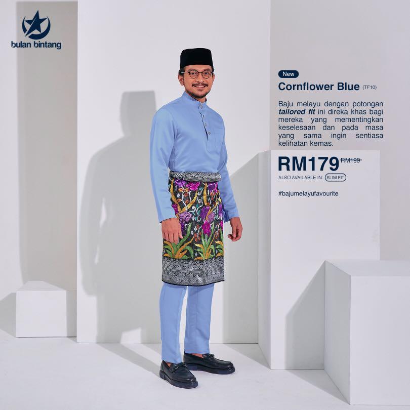 Baju Melayu Bulan Bintang (Tailored Fit) Colour 9-16, Men's Fashion
