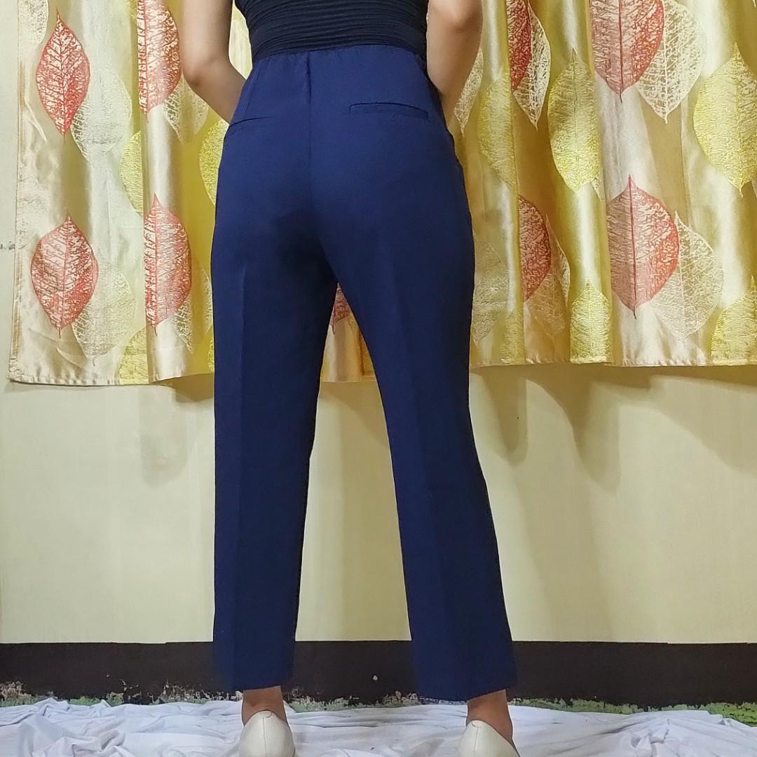 High Waist Navy Blue Trousers, Women's Fashion, Bottoms, Other Bottoms on  Carousell