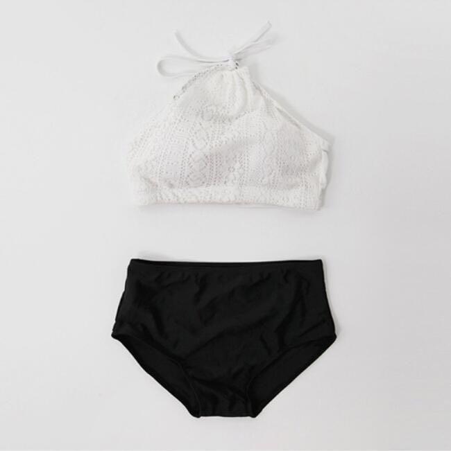 white halter top bikini