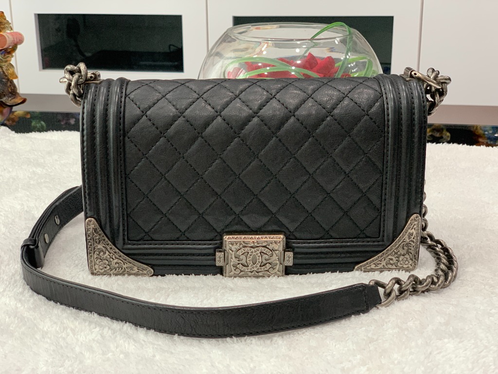 Chanel Boy Limited Edition Black Calfskin Medium Size Ruthenium Hardware,  Women's Fashion, Bags & Wallets, Cross-body Bags on Carousell