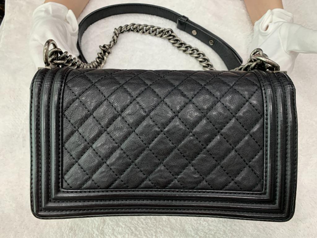Chanel charcoal boy bag outlet
