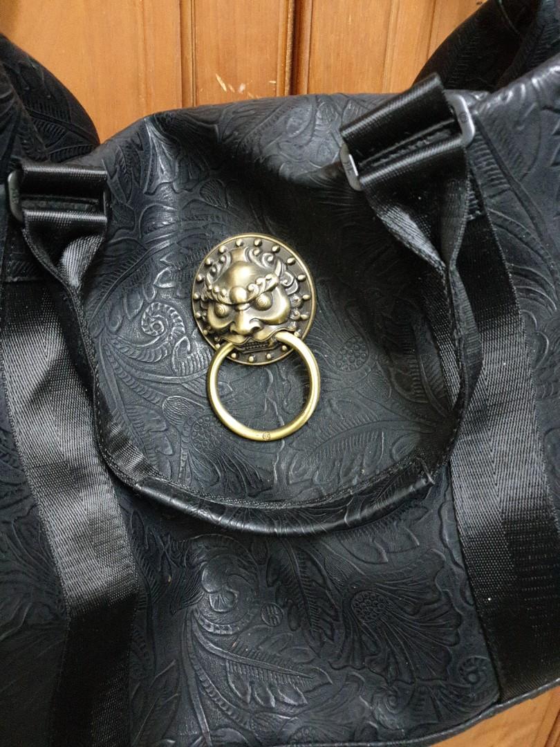 Embroidered embossed gym travel bag, Men's Fashion, Bags, Sling Bags on