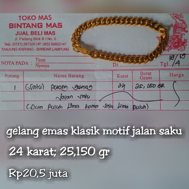 gelang emas 24 karat