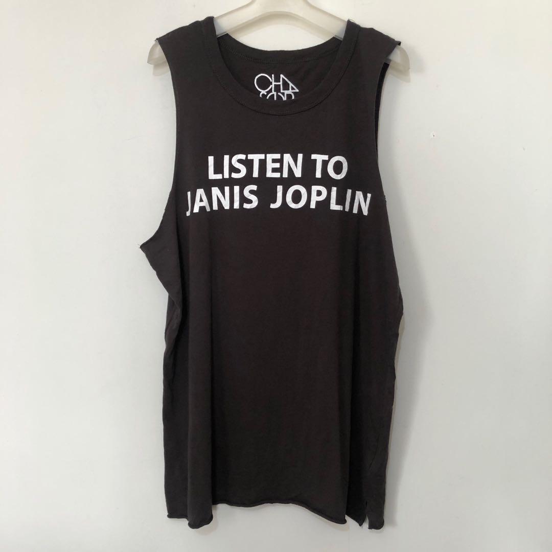 Janis Joplin Muscle Tank Top (Category: Sleeveless) located in Bacolod City. Submitted by lookgoodforlessph (Listing ID 1077955257, Image 1). Description: Fits Semi L.