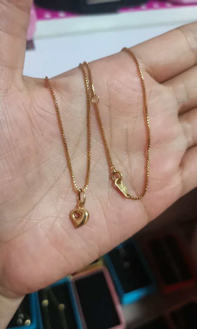 Japan Gold mini monaca heart necklace, Luxury, Accessories on 