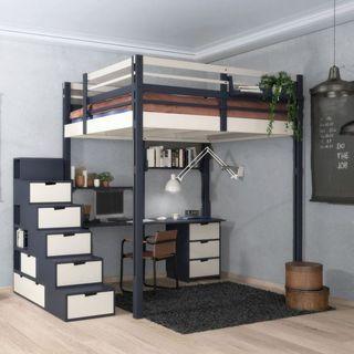 Loft bed with table