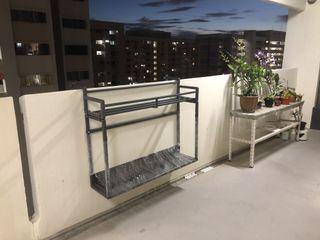 Modern Heavy Duty Two-Tiers Flower Plant Rack Display shelvings for Balcony & HDB corridors