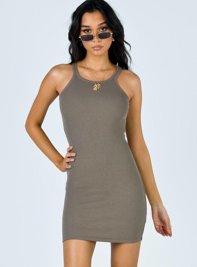 Princess Polly Kiera Mini Dress Khaki 
