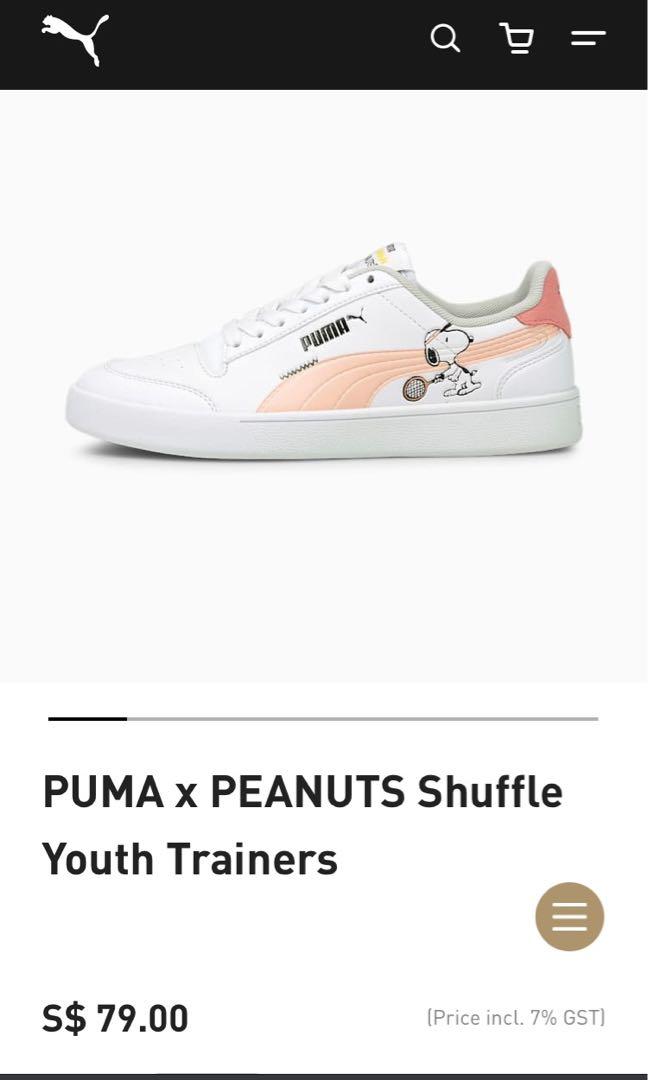 puma x peanuts shuffle youth trainers