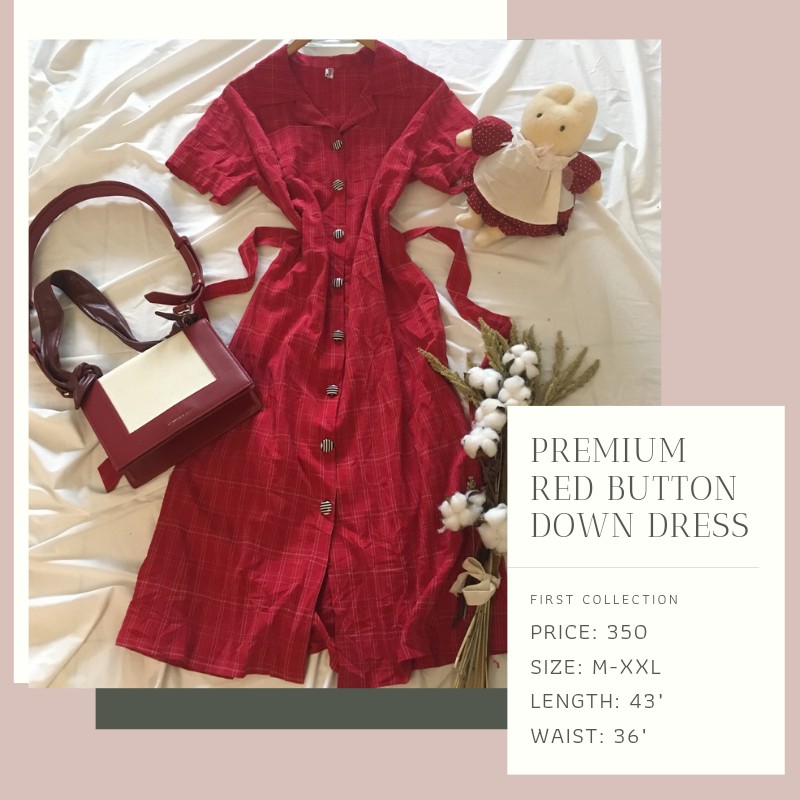 red button down dress