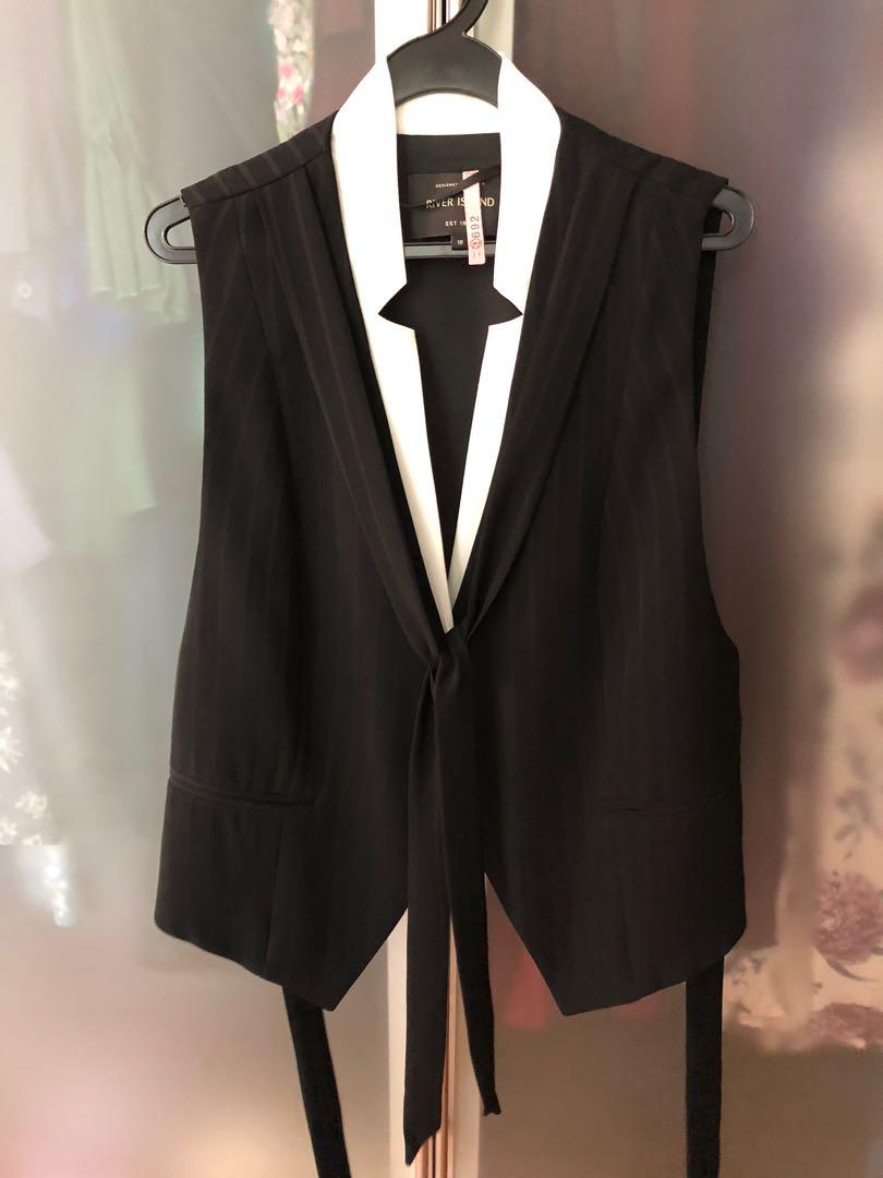 River island black waistcoat store