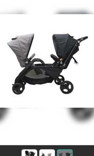 Stroller kembar/double/dual dua tandem seat dorongan anak mainan anak