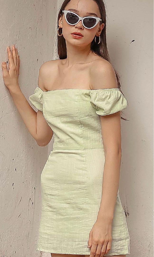 SUPERGURL Lucy Linen Dress Mint Green Women s Fashion Tops