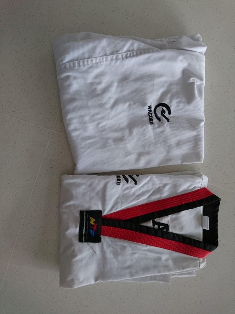 Taekwondo Black Belt Uniform Set, Sports Equipment, Exercise & Fitness