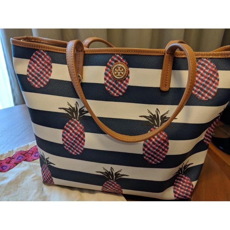 Tory Burch Kerrington Mini Square Tote Large Pineapple Stripe