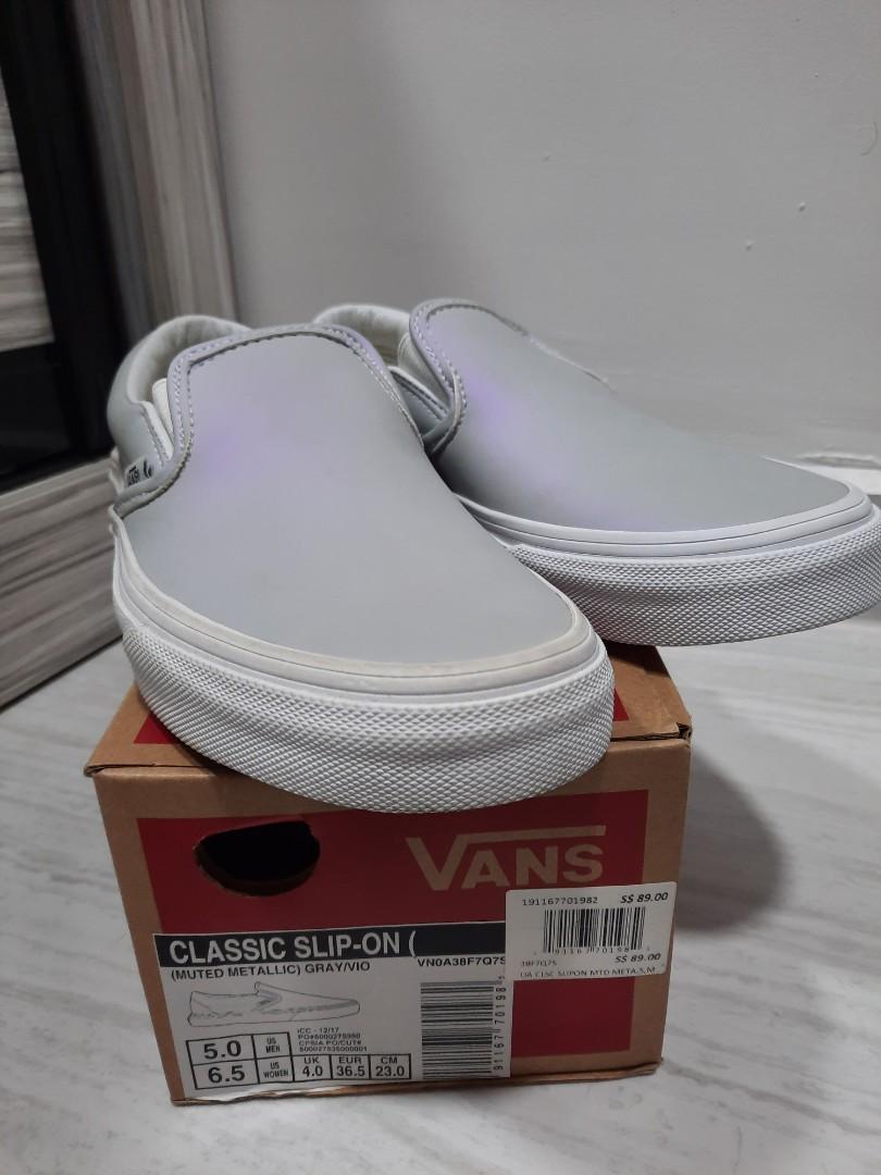 Muted metallic slip on vans clearance