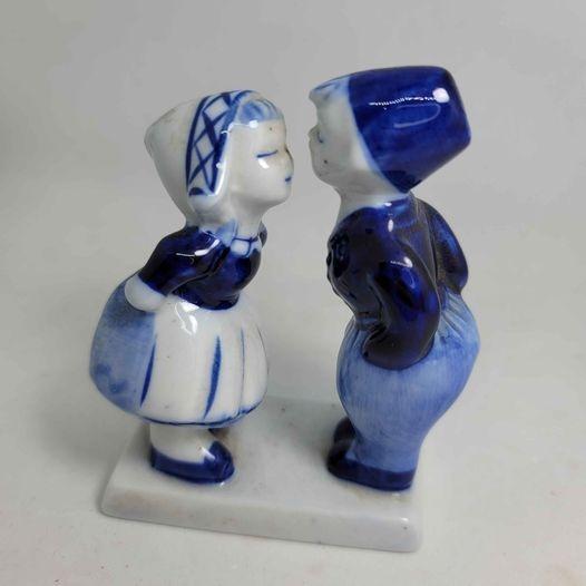 Pair of Vintage Delft Made in Holland Ceramic Hand Bells/Hand Painted Delft Lady Themed Hand Bells
