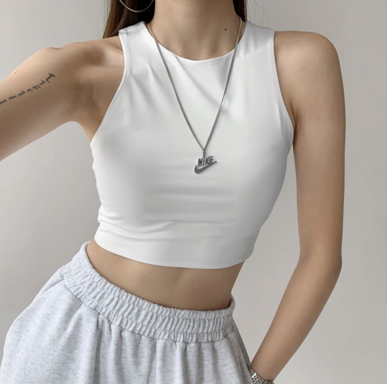 Ladies white halter neck top Clearance