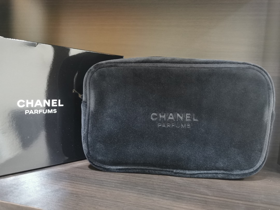 Chanel Extra Large Black Velvet makeup pouch Bag New Women s Fashion Bags Wallets Purses Pouches on Carousell